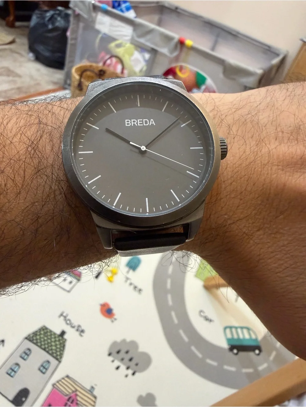 BREDA Rand 8184f Men's Minimalist Watch Gunmetal Black Leather Japan Mvt